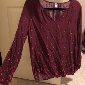 Maroon floral blouse